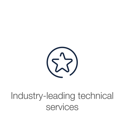 Star icon  with text displaying  "Industry leading technical services" 